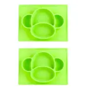 2 x Nuby Baby/Kids Monkey Animal Placemat NonSlip Silicon Food Section Plate 6m+