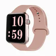 For Apple Watch iWatch Series 3 38mm Silicone wristband Loop Strap wrist Band (Rose Gold - Large Size)