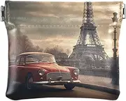 [YXYZRMY] Vintage Car Eiffel Tower PU Leather Squeeze Coin Purse, Coin Pouch Change Holder for Women Men, Mini Portable Cosmetic Bags for Women, Multi-colored, one size, Multi-style, Multi-colored, one