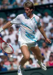 Anders Jarryd of Sweden in action during a men's singles match at - Old Photo 5