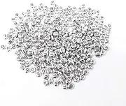 Honbay 300pcs 6mm Oval Alloy Metal Silver Alphabet Letter Spacer Beads Loose Beads