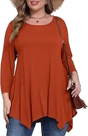 [BELAROI] Women 3/4 Sleeve Swing Tunic Tops Plus Size T Shirt