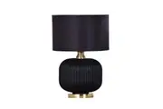 Lusso Interior Black Drum Shade with Ceramic Base Table Lamp