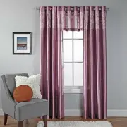 Stylemaster Home Products Miranda Faux Silk Grommet Valance with Metallic Print,