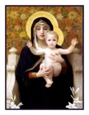 Religious Virgin of the Lilies Bouguereau Counted Cross Stitch Chart Pattern