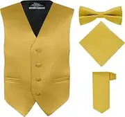 [S.H. Churchill & Co.] Boy's 4 Piece Vest Set, with Bow Tie, Neck Tie & Pocket Hankie