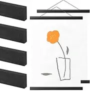 2 sets Magnetic Poster Frame Hanger 20inch Wooden Magnetic Poster Hanging Kit Strong Magnetic Picture Hanging Frame Artwork Wall Hanging for Posters Paintings Maps(51cm/20 inch,black)
