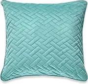 Square Green Laser Embossed Chevron Pattern with Feather Down Insert Pillow