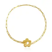 Culturesse Lamea 37cm Flower Toggle Link Chain Choker Necklace 18K Gold Plating