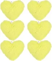 uxcell 6-Pack Heart Shape Faux Fur Pom Poms, 1.2 Inch/ 3.9 cm Soft Fluffy Pompoms Balls Faux Rabbit Fur with Elastic Loop for Hats/Bags/Keychains/Knitting/DIY Crafts [Bright Yellow]