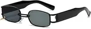 [HAOMAO] Vintage Punk Rectangle Sunglasses For Women Square Metal Small Frame Mirror Sun Glasses Anti-Reflective