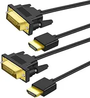 Twozoh 4K HDMI to DVI Cable 1M 2 Pack, Bi Directional Flexible & Hyper Slim DVI to HDMI Cable Support 1080P/4K@60HZ Full HD for Projector, Laptop, TV, PC, DVD Player
