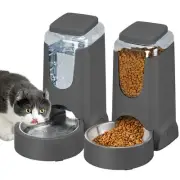 2 Pack Automatic Cat Feeder and Stainless Steel Water Dispenser, Gravity Dog ...