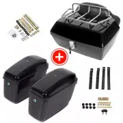 Motorcycle Hard Saddle Bags & Tour Pack Trunk Luggage Tail Box For Harley Yamaha