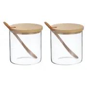 3Pcs 300ml/10oz Glass Condiment Canisters Glass Seasoning Jars Set Spice Jars