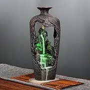 DOBEHOME Mountain Waterfall Incense Burner Backflow Incense Burner Incense Fountain Smoke Waterfall with 20 Backflow Incense Cones，Tweezer，Mat (Vase Shape)