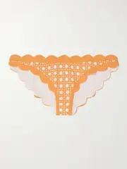 [Marysia] Marysia - + Net Sustain Antibes Scalloped Laser-cut Bikini Briefs - Orange - small small Orange