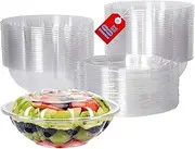 Mr Miracle Clear 18 Ounce Plastic Salad Bowls with Snap-On Lids. Pack 50. Airtight Disposable Salad Containers for Lunch, Meal Prep, Parties. Ideal as Disposable Salad Bowls with Lids