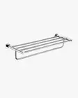 Towel Rack Round Holder Double Rail Shelf Chrome Bath Bathroom Wall Mounted NEW