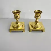 Vintage Brass Square Base Candle Holders Set Of 2 Elegant Home Decor Or Gift