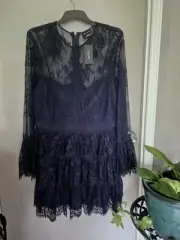 City Chic Small Lace Navy Mini Dress Plus Size 16