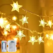 Star Lights 10M 100Led, Star String Lights USB Powered 8 Modes&Timer Star Fairy Lights Waterproof Led Star Lights Twinkle Christmas Lights Bedroom Porch Christmas Light Indoor Outdoor Warm White