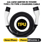 EV POWER TYPE 2 TO TYPE 2 CHARGING CABLE WITH STORAGE BAG— 32A 22KW 3 PHASE