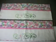 handmade pillow cases w/mach embroidery 1 pair multicolor floral approx 30"x21"