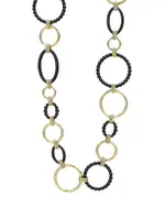 Lagos Meridian 18K Yellow Gold & Black Caviar Black Link Necklace, 18