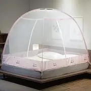 Mosquito Net Bed, Folding Mosquito Net Door Tent, Pop-Up Mosquito Net for Double Bed, Insect Fly Screen Curtain for Camping Travel Home Outdoor,Pink,for 1.5m Bed