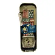 Disney RARE Mickey Mouse WATCH Since 1928 “Betsy” MC0407 US Flag Strap NIP