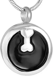 Women Man Round Shape Stainless Steel Pet Dog Charm Memorial Ash Keepsake Cremation Jewelry Pendant Necklace