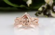 2.00Ct Pear Cut Simulated Morganite Women's Art-Deco Ring 14K Rose Gold Finish