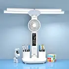 Rechargeable Desk Lamp LED Dimmable Light Bedside Study Reading Light With Fan