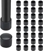 Auvotuis 32Pcs Less 0.47 Inch (12mm) PVC Chair Leg Tips, Round Non-Slip Folding Chair Leg End Caps Black Small Furniture Table Feet Caps Floor Protector Cups for Hardwood Floors