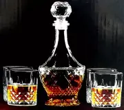 NEW GORGEOUS PAXTON DECANTER CARAFE + 4 WHISKEY ROCK GLASSES BOXED GIFT SET. NIB