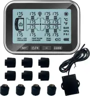 RV Tire Pressure Monitoring System, (0-199PSI) TM6 Trailer TPMS with 10 Sensors,