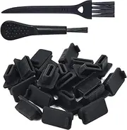 20 Pcs HDMI Anti Dust Plugs Cover Cap Protector, HDMI Female Prot Cover Dust Plugs Stoppers for TV, Laptop, Computer, Other Devices with 2 Cleaning Brushes