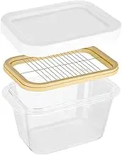 Butter Cutting Box - Cheese Storage Container, Lid Covered Server Tray | Food Slicer Keeper Dish with Molded Insert, Compact Cube Block Organizer Vault for Kitchen Shelf, Fridge, Dining Counter