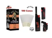 Zig Zag Ultra Thin 1 1/4 Size Pre-Rolled Cone +Raw Torch Phoenix Extendo Lighter