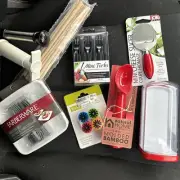 Bamboo Sooon, Faber ware, Mini Forks, Mini Pizza Slicer, Butter Dish Etc Lot Wow