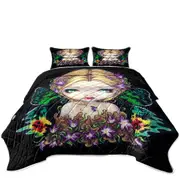 Colorful Painting Autumn Crocus Flower Fairy Coverlet