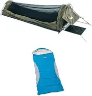 Adventure Kings Kwiky Single Swag Canvas 50mm Mattress + Kids Sleeping Bag -2°C