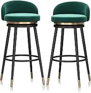 Set of 2 Vintage Industrial Bar Stool with Low Back-Farmhouse Swivel Bar Stool,Modern Counter Height Stools-Swivel