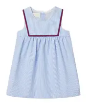 Gucci Kids Embroidered Striped Sleeveles Dress 912M,1824M,69M,18M,1218M,36M,24M,12M white light blue