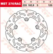TRW Lucas Brake disc MST376RAC,rigid