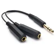 1/4" TRS Stereo Splitter Y Cable Connector for Dual 1/4" Jack for Headphone