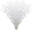 Jmkcoz 12 Pack Glitter Curly Christmas Spray Set White Wispy Willow Christmas...