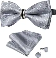 [DiBanGu] Mens Bowtie Pre-tied Bow Tie and Pocket Square Cufflink Set with Gift Box