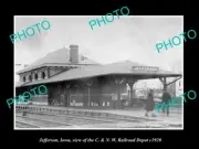 OLD 8x6 HISTORIC PHOTO OF JEFFERSON IOWA VIEW OF RAILROAD STATION c1920